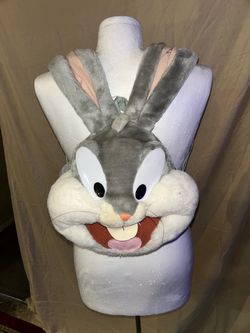 Vintage 90s Looney Tunes Bugs Bunny Plush Head Backpack – Rare Collectible