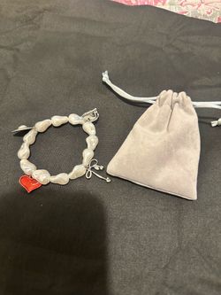 Pearl Bead Bracelet with Heart Charm
