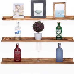 AZSKY Large Floating Shelves 36 Inch Wood Wall Mounted Set of 3 Floating Bookshelf Long Wooden Picture Ledge Shelf for Home Decoration