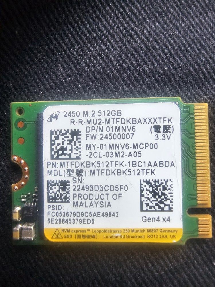 Micron 512GB PCIe Gen 4 SSD