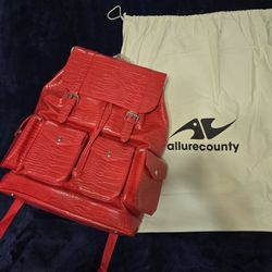RED LEATHER ALLURE COUNTY BACKPACK 