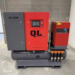 NEW!!! QUICKLIFT USA Rotary Screw Air Compressor, 4in1 System, Three Phase, QL-20HP