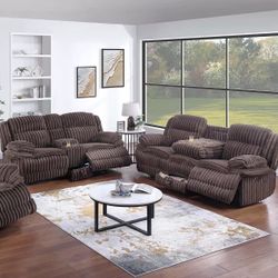 CORDUROY SOFA & LOVESEAT RECLINER SOFT FABRIC 