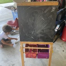 Chalk and white board easel with storage