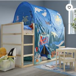 Reversible Twin Bed with Canopy and Slats