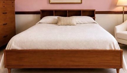 Beautiful Vintage Mid Century Modern Danish Full Bookcase Storage Bed Furniture