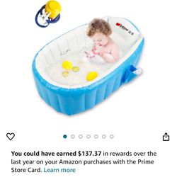 Baby Inflatable Bathtub, Portable Infant Toddler Bathing Tub Non Slip Travel Bathtub Mini Air Swimming Pool Kids Thick Foldable Shower Basin with Air 