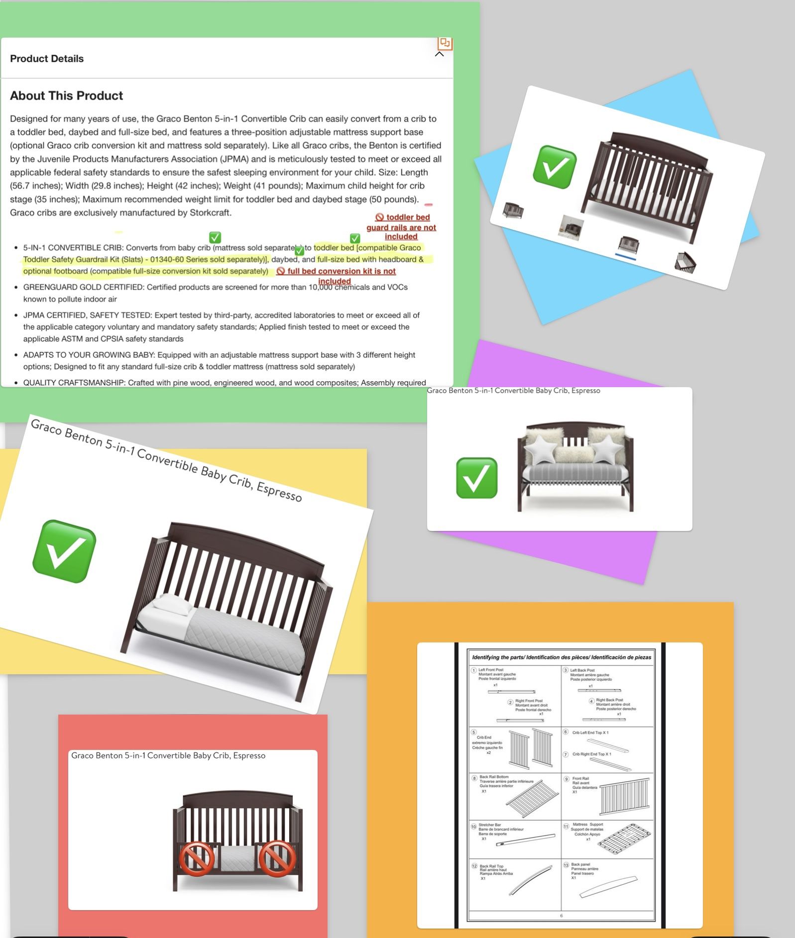 Graco Convertible Baby Bed (espresso) & Nursery Mattress
