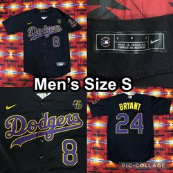 Kobe Bryant Los Angeles Dodgers #8 #24 Men's Small Black Purple Jersey