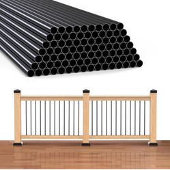 SIMESOVE 50 Pack 29" Wrought Iron Balusters for Staircase, 3/4" OD Round Hollow Deck Balusters for Outdoor Deck Railing Porch, Metal Spindle and Stair