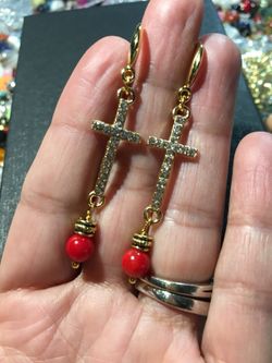 Beautiful cross handmade earrings!!
