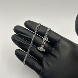 Vivienne Westwood Silver Necklace Orb New Chain Adjustable Pendant 18” Women