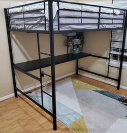 Metal Frame Bed With Computer/Work Station 