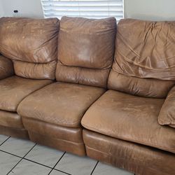 Brown Reclinable Leather Sofa