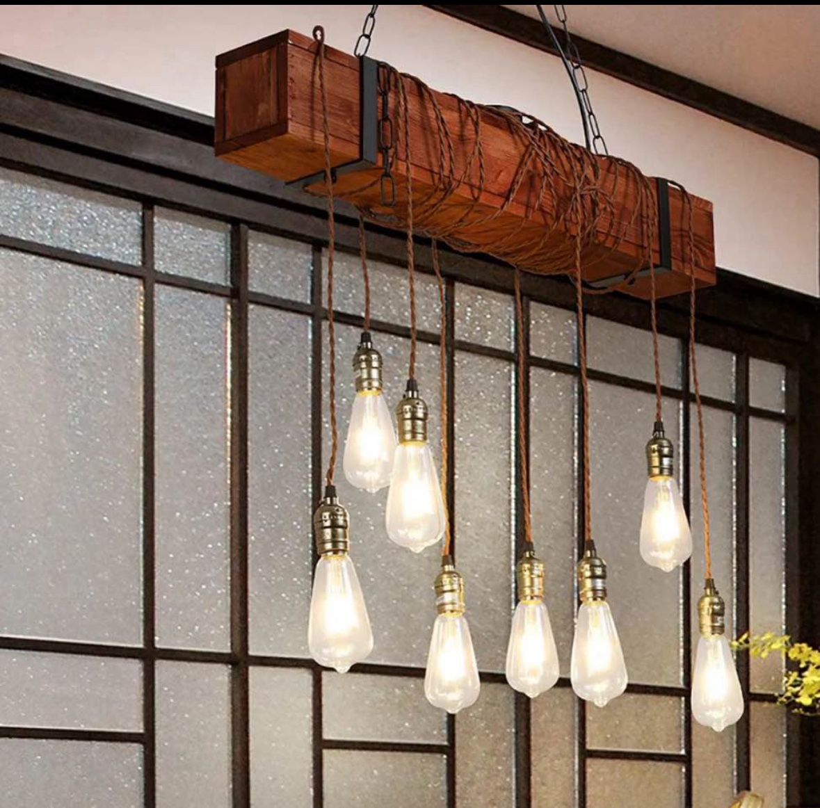Rustic Wood Hanging Chandelier