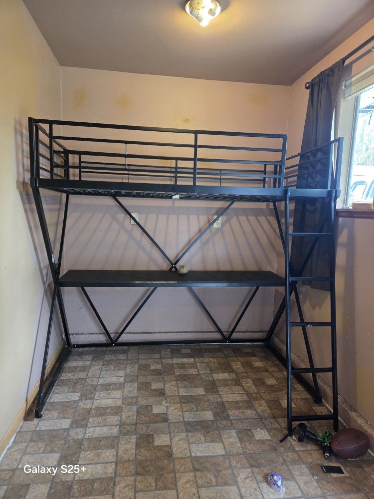 Metal Bed Frame With Homework Station