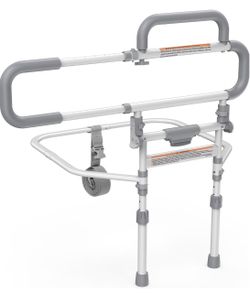 Heavy Duty Bed Rails for Elderly Adults Safety-Foldable Bed Rail for Senior with Adjustable Heights,Bed Handle Bedside Assist with Pocket -504M (White