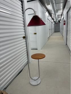 Chrome/Red Pleated Lamp