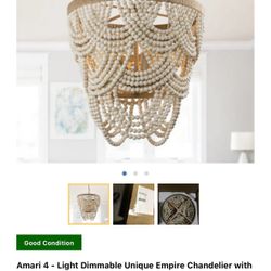 Dimmable Empire Chandelier Beaded Accents