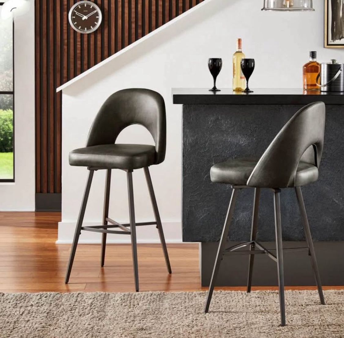 2 New Dark Gray Swivel Counter Height Stools