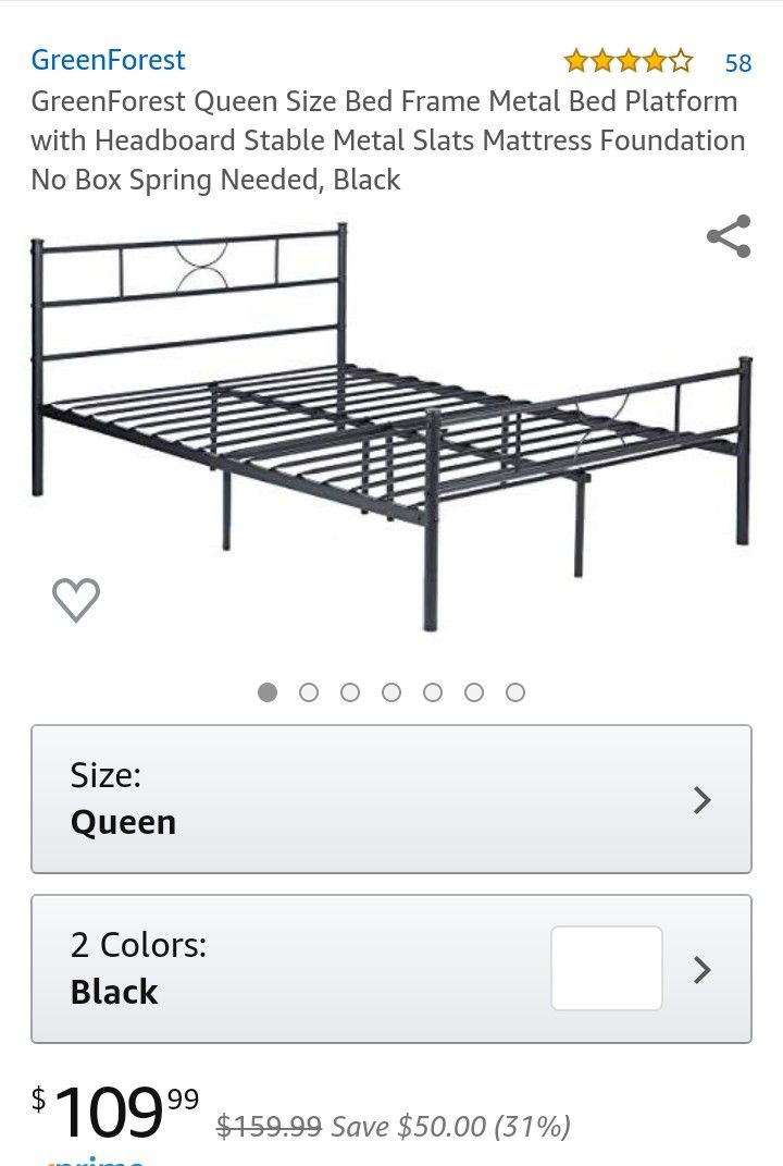 Queen bed frame and 10in mattress