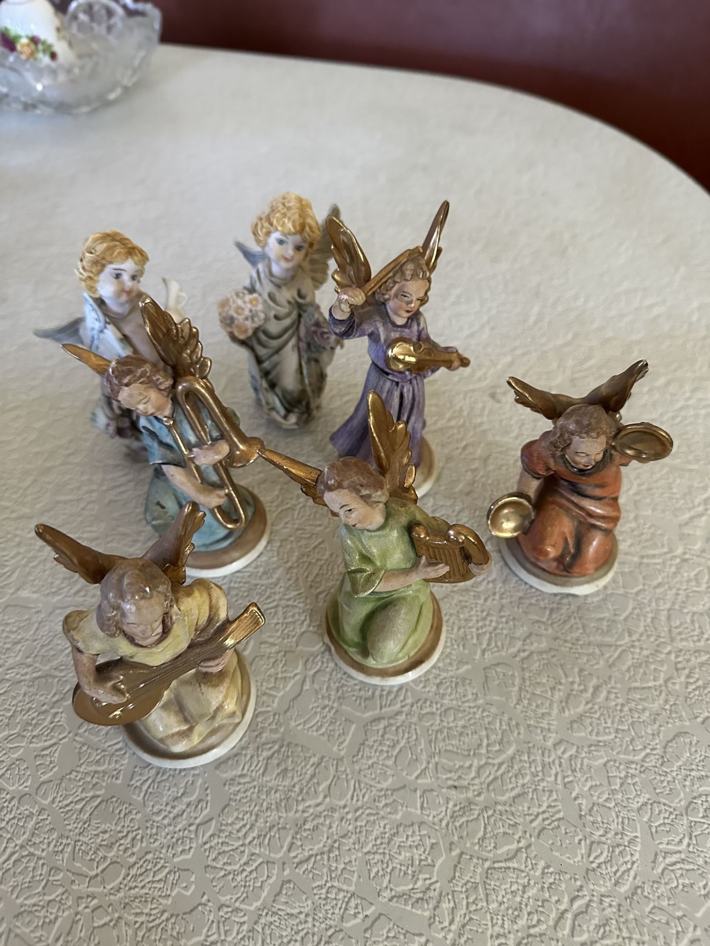 Friedel Angel Vintage Porcelain Figurines W/ Instruments