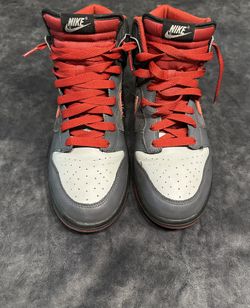 RARE Nike Dunk High Gray - 317982-062 Red Suede 2008 Black Bred Men's Size 10.5