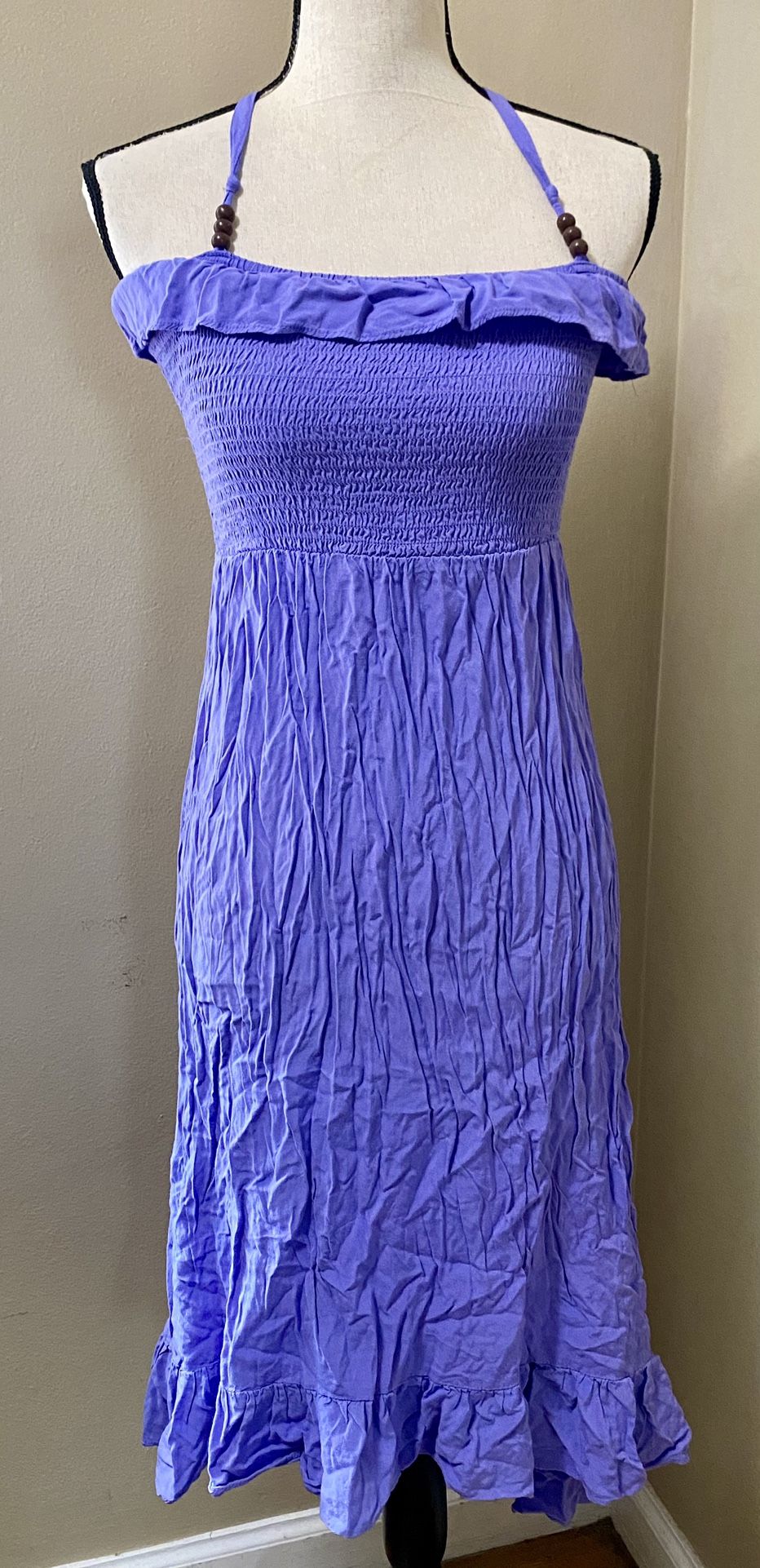 Cherokee Girls XL 14/16 Purple Lavender Hi Low Ruffle Smocked Bead Summer Dress