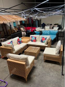 New 8 Pieces Patio Sofa w/storage Set Sectional Sofa