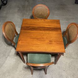 Vintage Bridge Card Table With Chairs