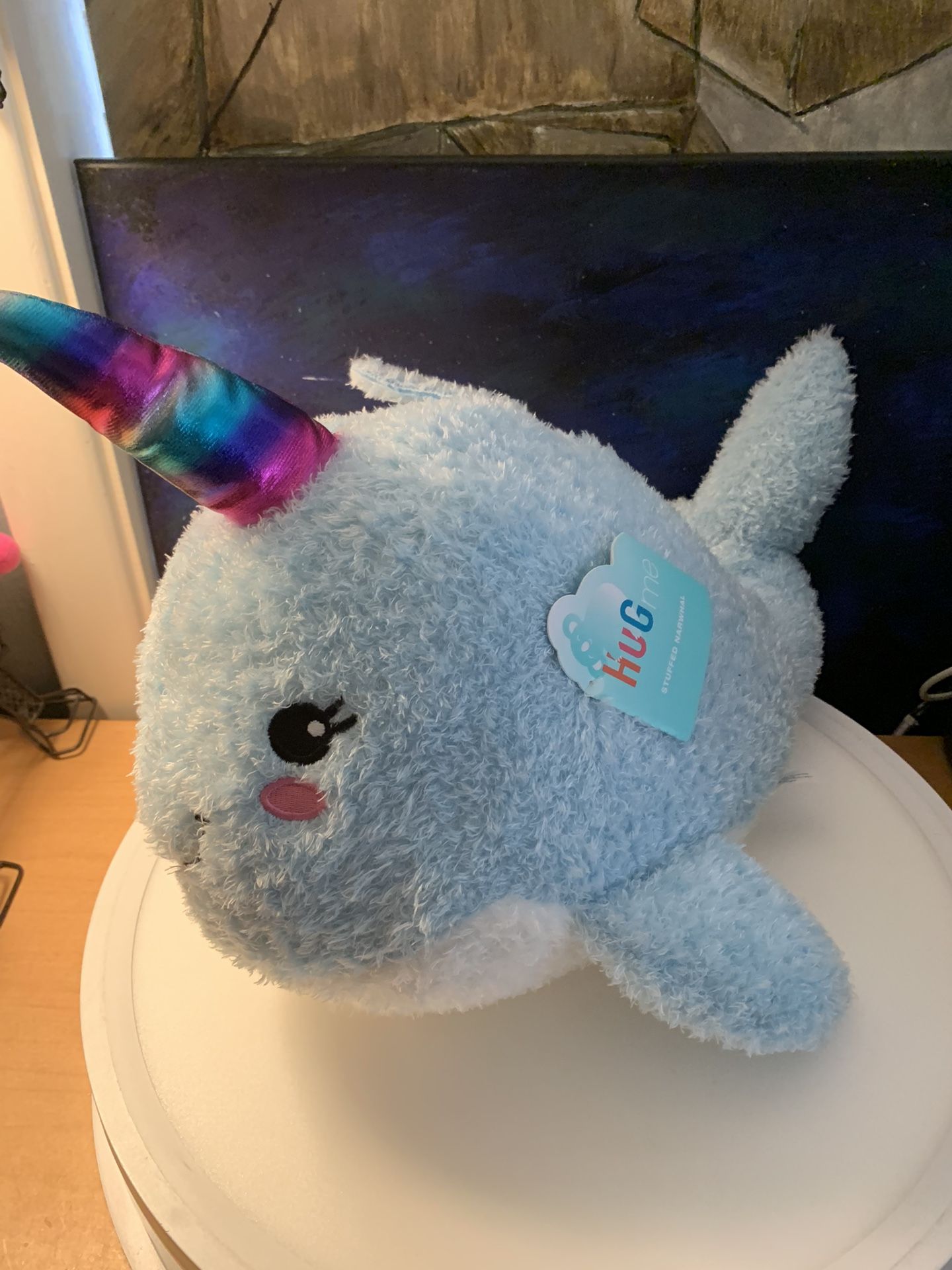 Hug Me Walgreens Stuffed Plush Narwhal Blue Rainbow Horn Whale Unicorn 14" Toy