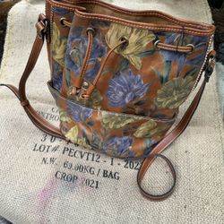 Patricia Nash Shoulder Bag With Drawstring Closure. 