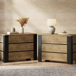 New assembled 36" Wide Nightstand Set of 2, Extra Large Night Stand with 3 Drawers, Oversized Nightstand Bedside Table for Bedroom, Farmhouse Side End