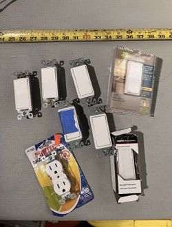 Lot 8 Decorator Light Switches Dimmer Duplex Outlet Electrical Devices
