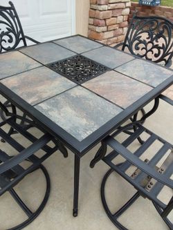 Outdoor Patio Dining Set with Tile Top Table