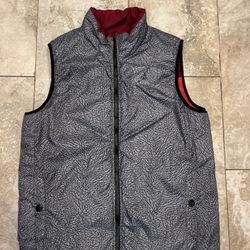Air Jordan Mens Reversible Puffer Vest Cement Full Zip 623483-695 Size Large 