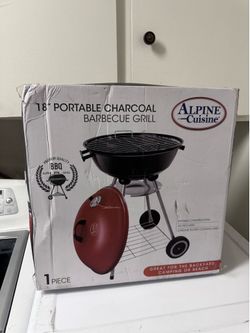Alpine Cuisine 18” Portable Charcoal BBQ Grill, New