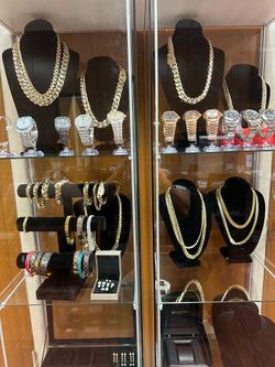 Cadenas, relojes, moissanite, oro laminado, pulceras