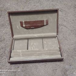 Vintage Brown Leather Jewelry Box
