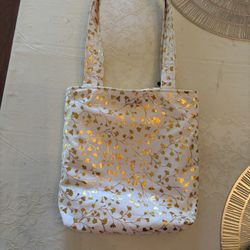 White/Gold Tote Bag - New - 10”x10 1/2”