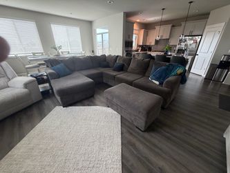 Sectional Couch with Ottoman and Chase
