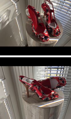 Peep toe sling back shoes