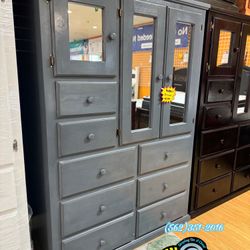 Pinewood Grey Wardrobe Jumbo Pinewood Dresser 