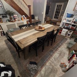 Solid Acacia Wood Dining Table And 8 Chairs