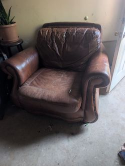 Real Leather Oversized Chair and Ottoman