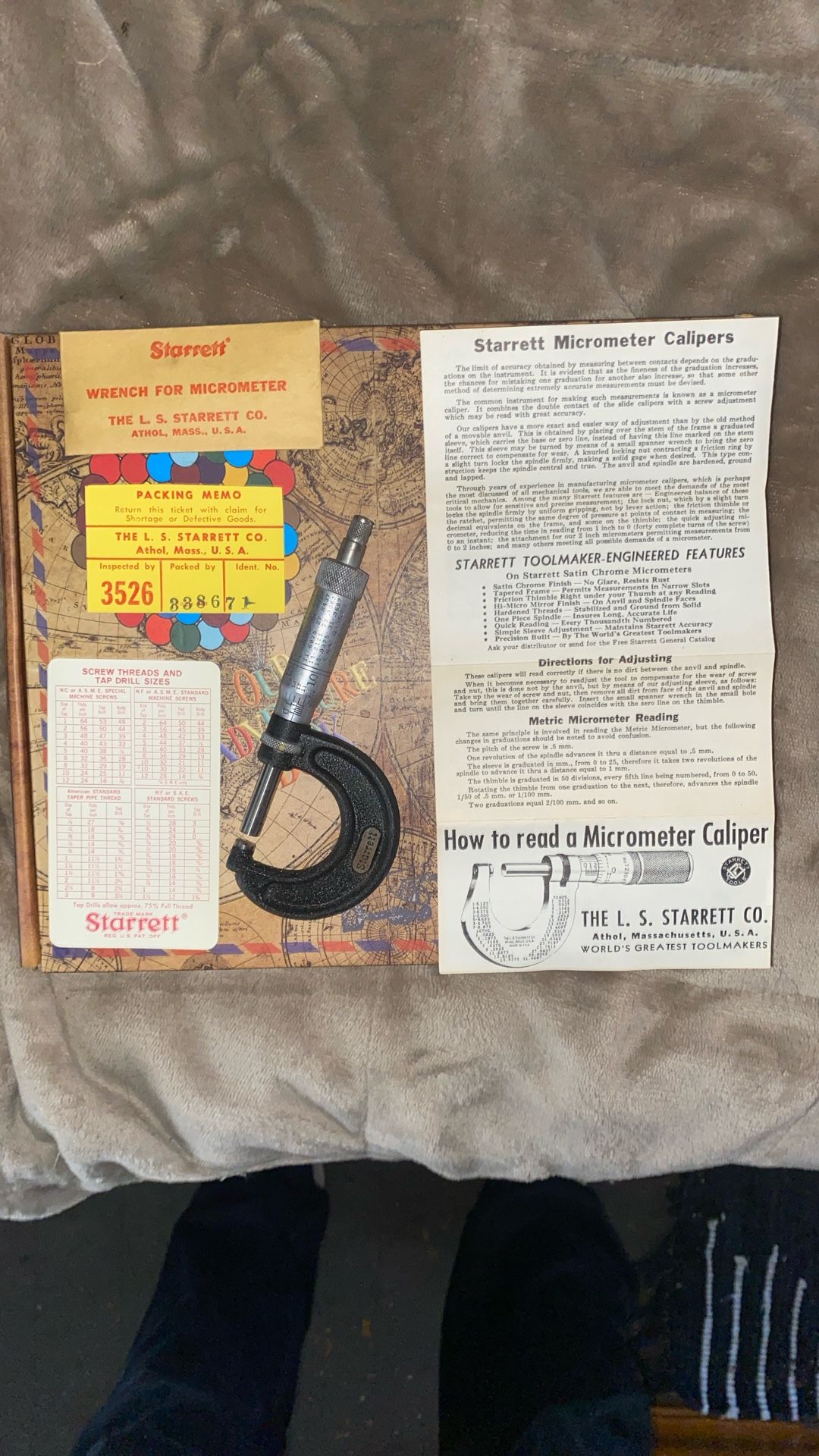 (Mint Condition) Antique Starrett Micrometer Caliper