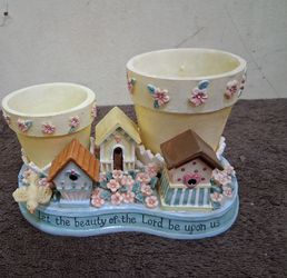 Vintage Birdhouse Double Flowerpot Planter – Inspirational Scripture – Mint Condition