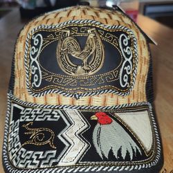 Leather/Straw Snap Back Hat. 