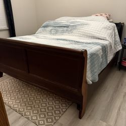 wood king size sleigh bed 