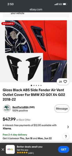 Side fender air vent outlet cover for BMW x3 x4 g01 g02